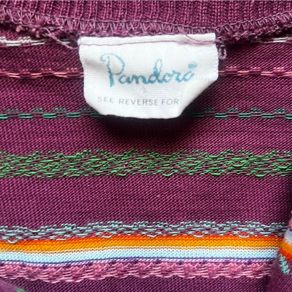 Vintage 60s 70s Pandora Scotchkin Stripe Collared Boho Eclectic Top - Picture 7 of 12